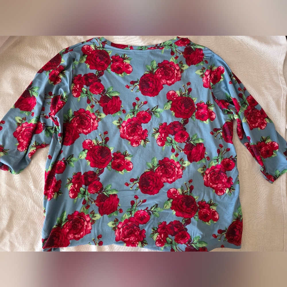 * The Pioneer Women Floral V-Neck Long Sleeve Blouse Plus XXL Size Flowy - Picture 5 of 6